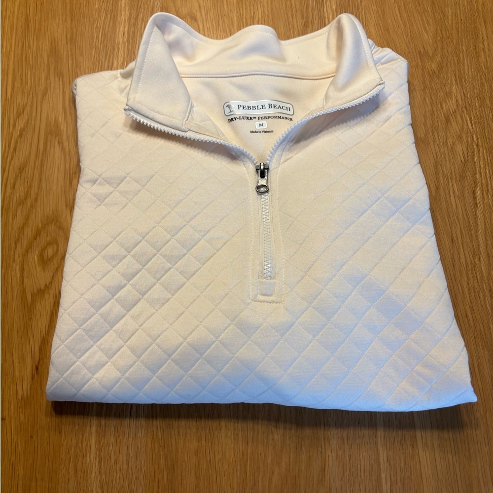 Pebble Beach Ivory Quilted Performance Pullover
